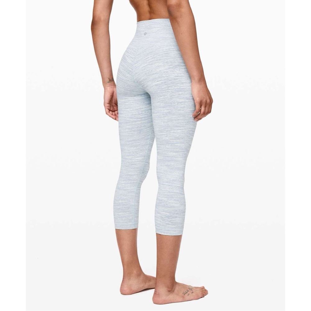 Lululemon Wunder Under Crop High Rise Leggings 21” Sheer Blue Chambray Size 10